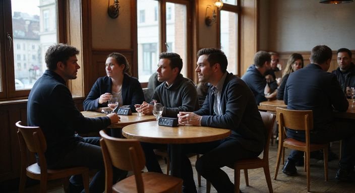 Eine gemütliche Bar in Zürich während eines Speed-Dating-Events.