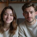 Ein junges Paar führt einen entspannten Videoanruf in ihren Wohnungen