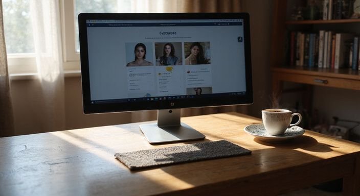 Ein moderner Schreibtisch mit Computer und Chat über Escort-Services. Ein moderner Schreibtisch mit Computer und Chat über Escort-Services.