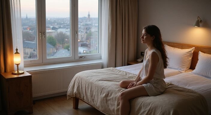 Ein bescheidenes Hotelzimmer in Freiburg mit gemütlicher Atmosphäre. Ein bescheidenes Hotelzimmer in Freiburg mit gemütlicher Atmosphäre.