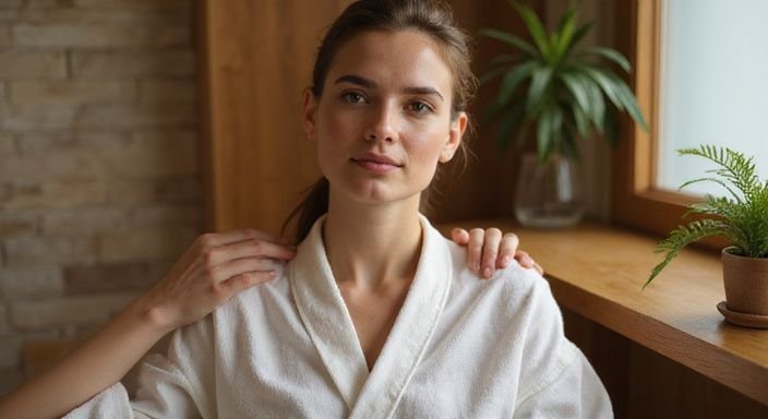 Eine Frau entspannt sich während einer Massage in einem Spa. Eine Frau entspannt sich während einer Massage in einem Spa.