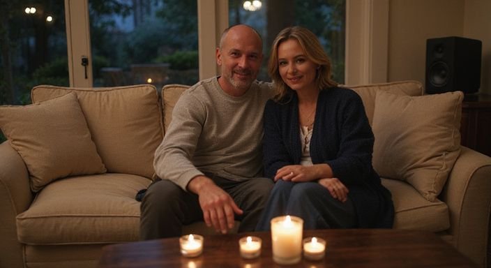 Ein Paar sitzt nah beieinander auf einem bequemen Sofa. Ein Paar sitzt nah beieinander auf einem bequemen Sofa und wollen erotisch kontakt und sextreffen in Waadt.