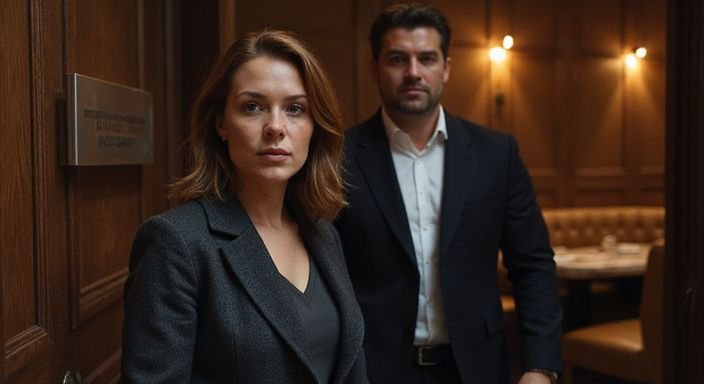 Ein Paar betritt selbstbewusst einen eleganten Nachtclub.