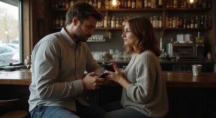 Ein Paar in einer Bar tauscht intime Blicke aus und wollen Flirt Kontakt und Sextreffen in Schwyz .
