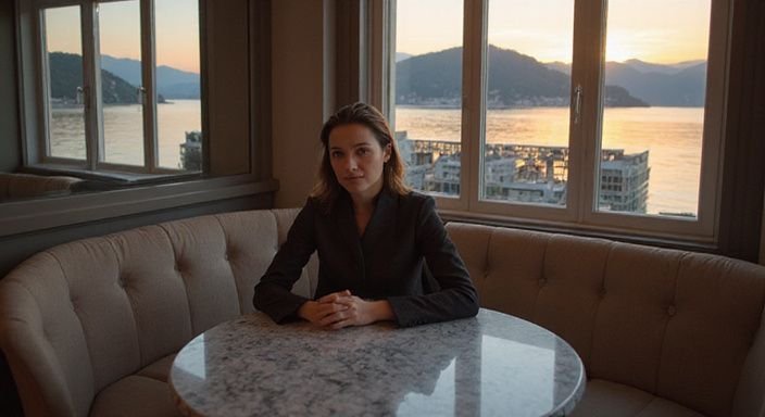 Eine nachdenkliche Frau sitzt alleine an einem eleganten Tisch und wollen Erotisch Kontakt und Sextreffen in Lausanne.