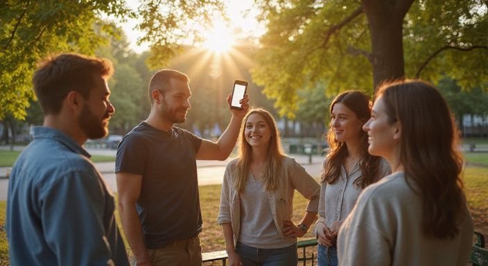 Sechs Menschen genießen eine entspannte Zusammenkunft im Park. Sechs Menschen genießen eine entspannte Zusammenkunft im Park.